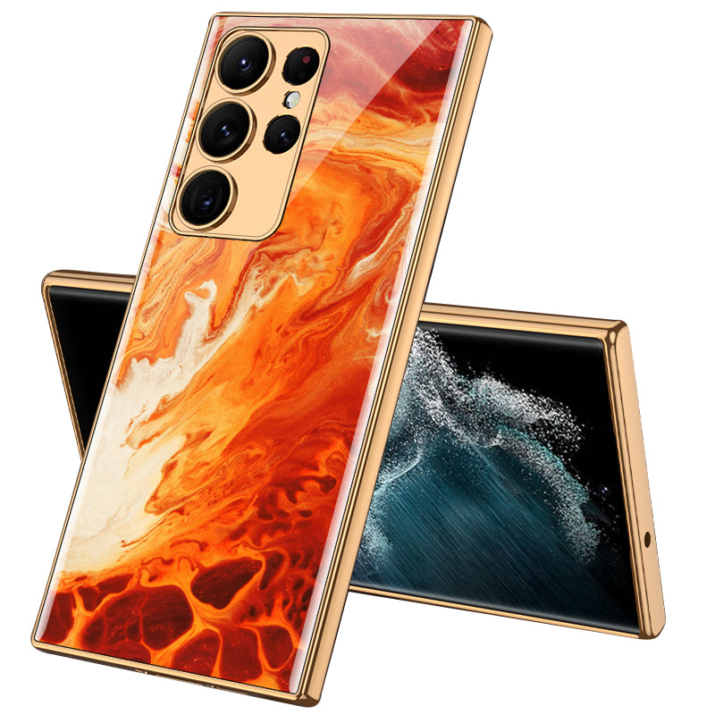 GKK For Samsung Galaxy S23 Ultra Tempered Glass Phone Case TPU PC Anti-Scratch Pattern Printing Electroplated Cover GKK For Samsung Galaxy S23 Ultra Tempered Glass Phone Case TPU PC Anti-Scratch Pattern Printing Electroplated Cover